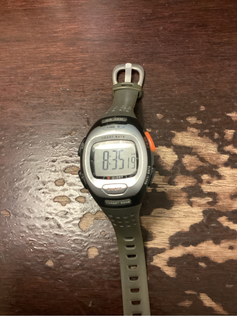 Timex Digital Heart Rate Watch - Olive Green with Orange Accent